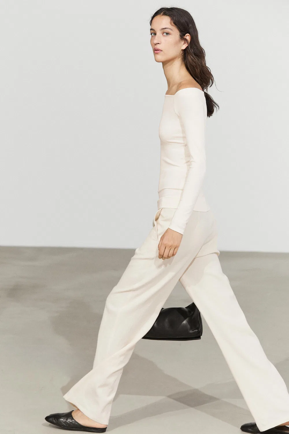 Лонгслив Massimo Dutti Stretch, кремовый — фото 4