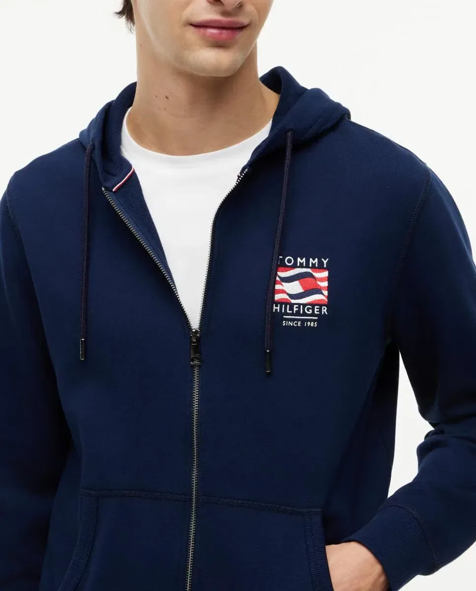Мужская худи на молнии Tommy Hilfiger, Azul Marino — фото 3