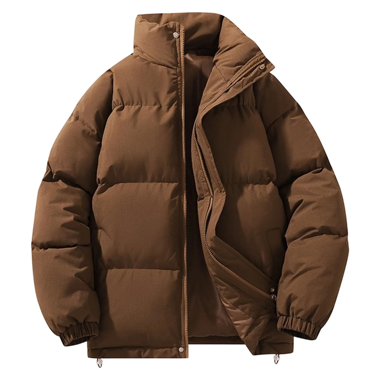 Мужское зимнее утеплённое пальто с принтом, dark brown