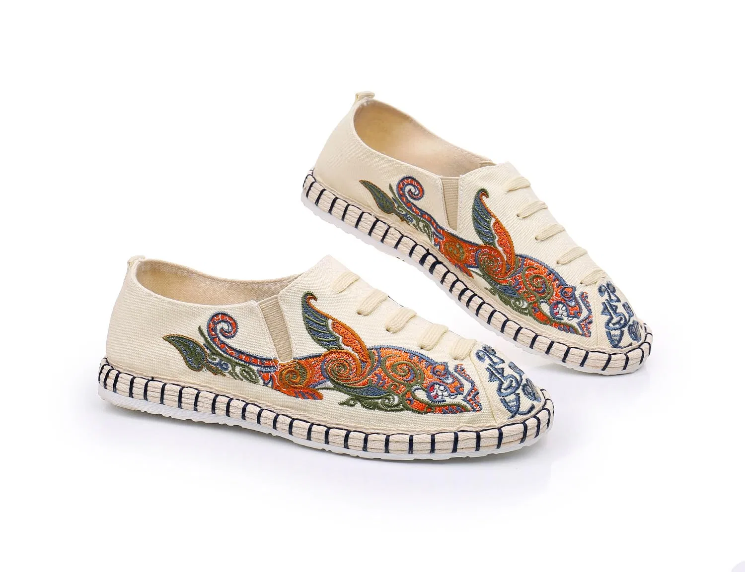 Детские тапочки с вышивкой Old Beijing Chinese Cloth Shoes GHAKKE, Ivory — фото 4