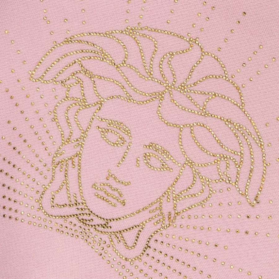 Детский свитшот с кристаллами и медузой из хлопка Young Versace, Pastel Pink/Oro — фото 3