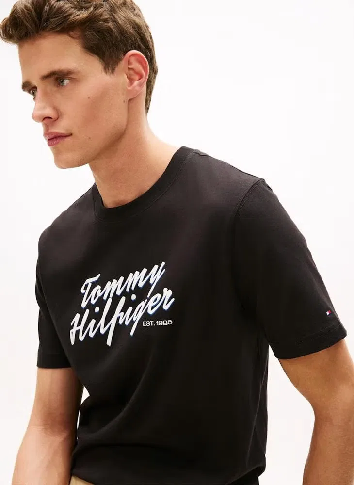 Футболка с принтом логотипа Logo graphic crew neck Tommy Hilfiger, черный — фото 3