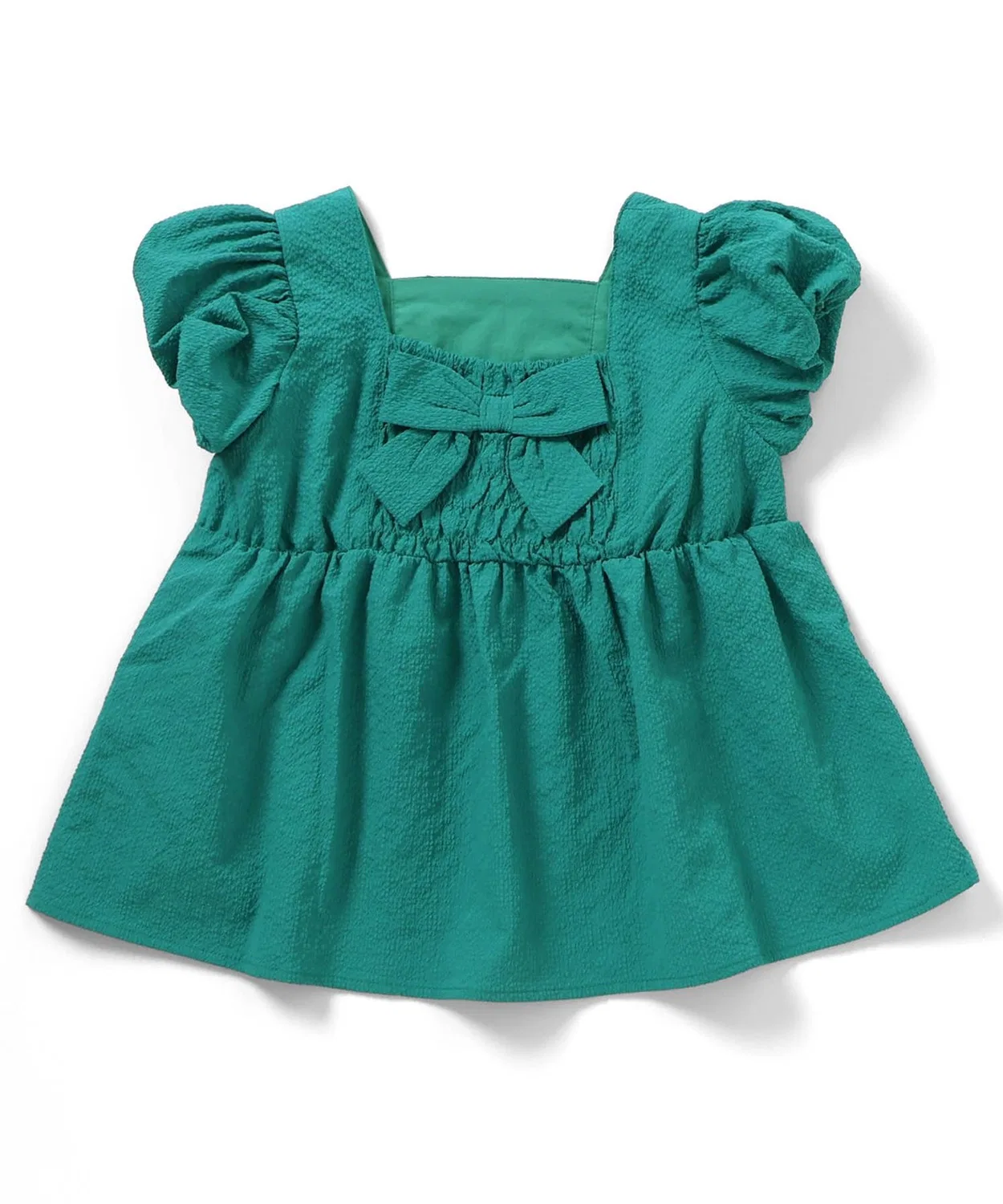 Детская блузка с пышными рукавами и лентой на спине, модель Back Ribbon, apres les cours, Charcoal — фото 3