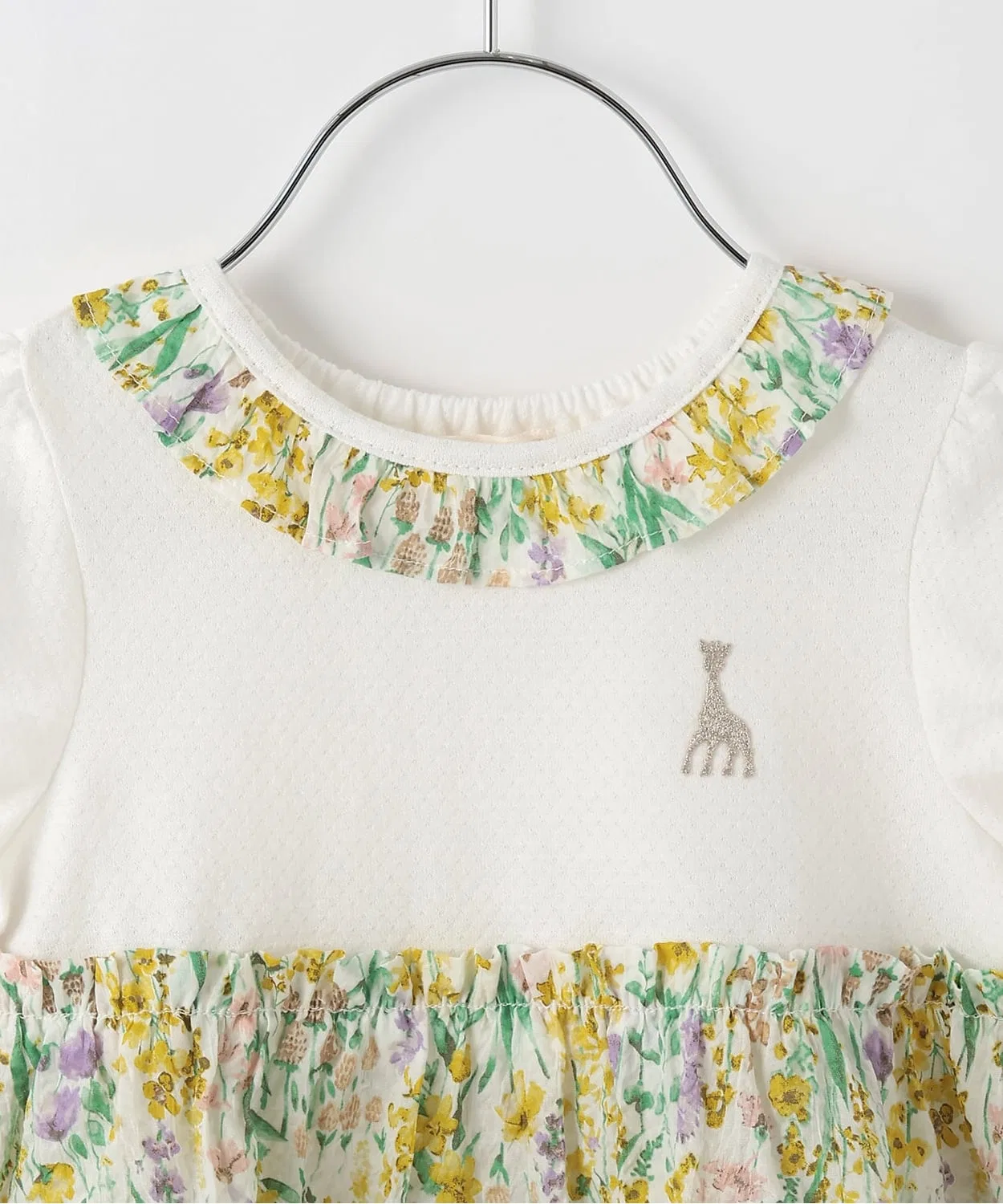 Детское платье для девочек с цветочным принтом, с коротким рукавом Sophie la girafe, Off White — фото 3