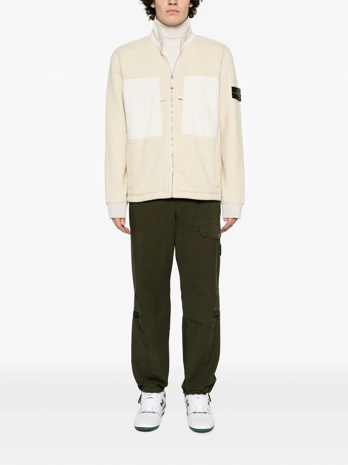 Штаны-карго суженного кроя из рипстопа Stone Island, зеленый — фото 4