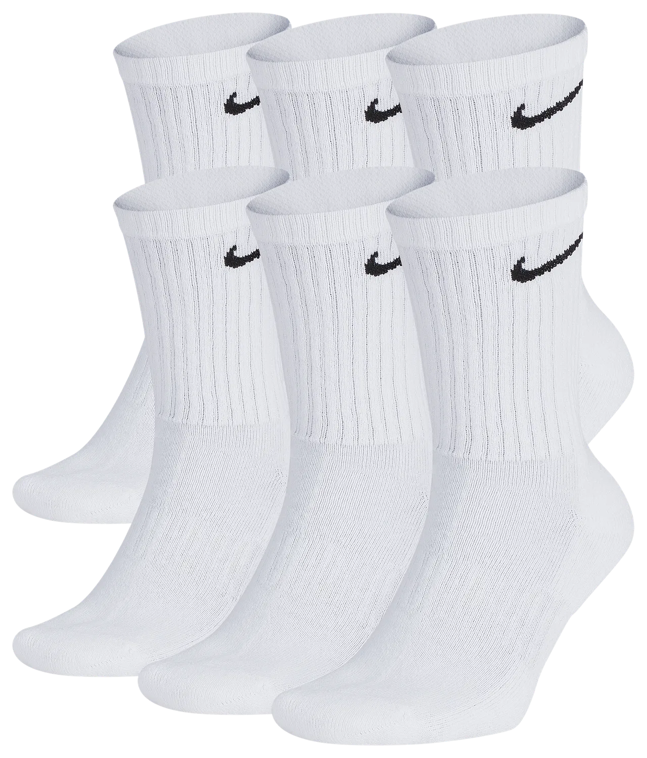 Мужские носки с усиленными пяткой и мыском 6 пар Everyday Cush Crew Nike, белый/черный — фото 3