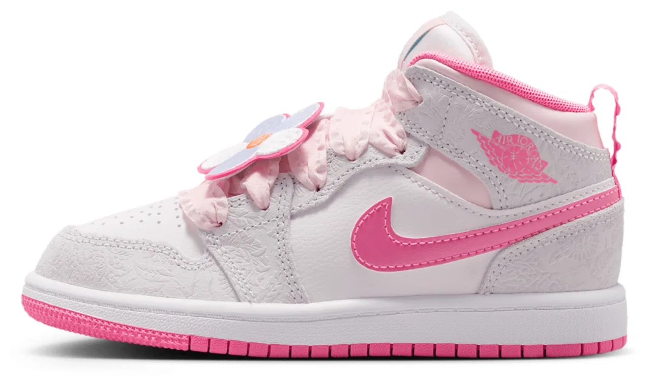 Кроссовки для девочек Air 1 Mid SE Jordan, цвет Vast Grey/Pink Glow/Sail — фото 2