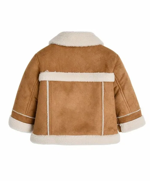 Детское пальто из искусственного меха с застежкой-молнией, модель Bredimstan, moimoln, Beige — фото 2