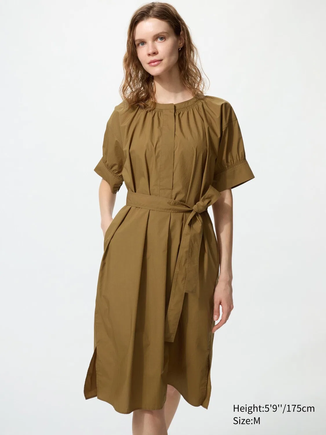 Платье Uniqlo, повседневное, коричневый