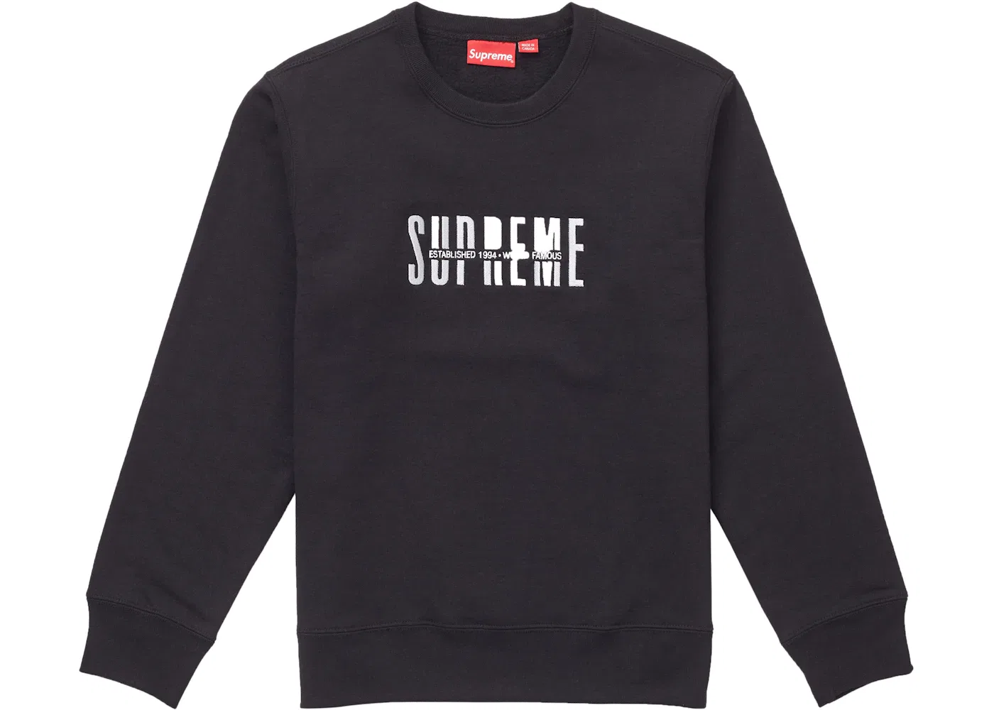 Мужской свитшот с принтом Supreme World Famous Crewneck Black