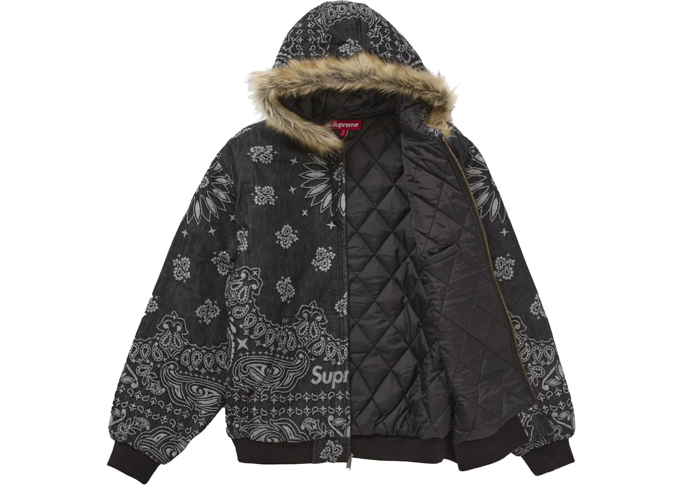 Мужская куртка-худи джинсовая с принтом Bandana Supreme, Black — фото 2