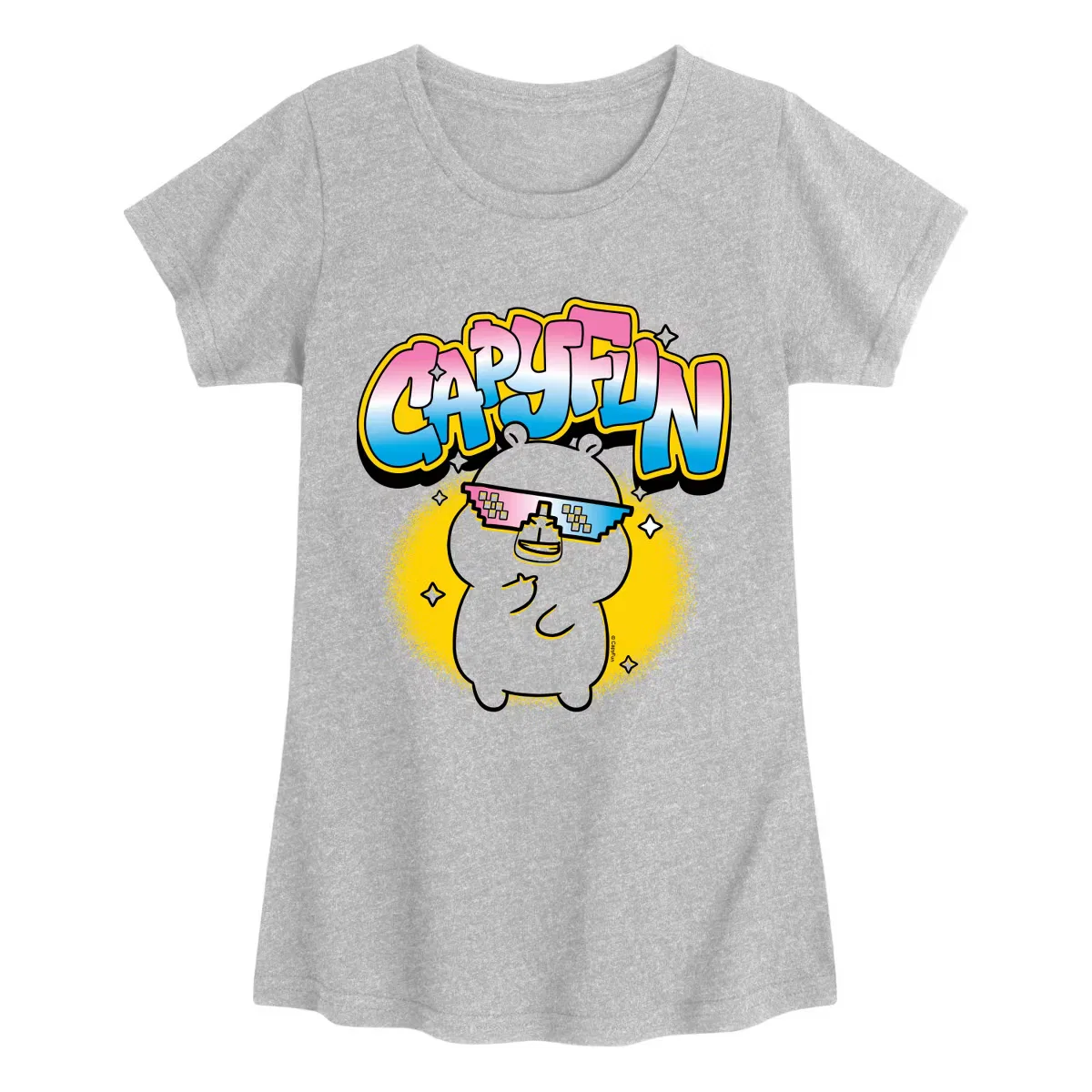 Футболка с принтом Grafitti Capybara CapyFun, heather grey