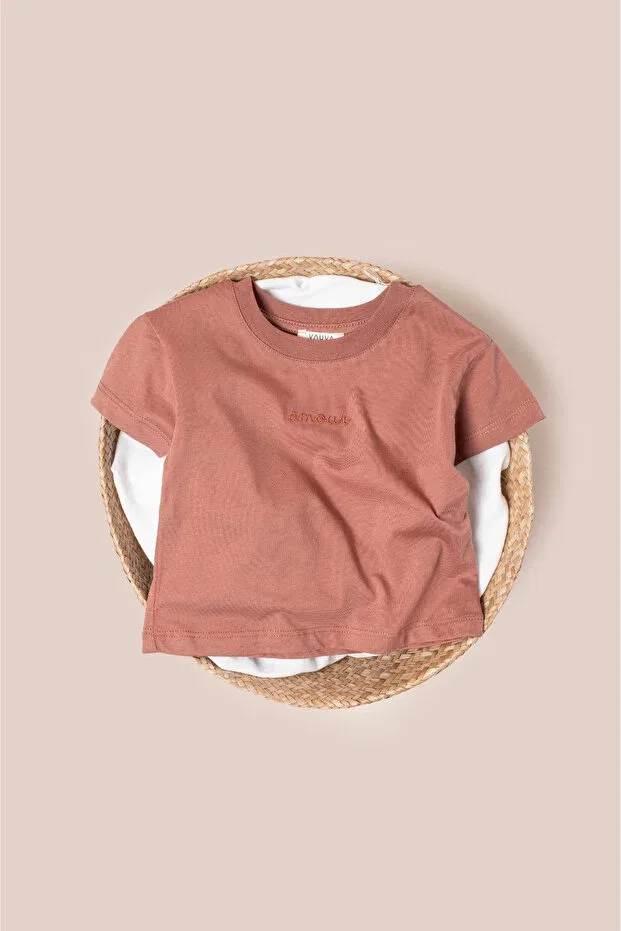 Детская футболка для девочек хлопковая Embroidered t-shirt Vauva, Tile