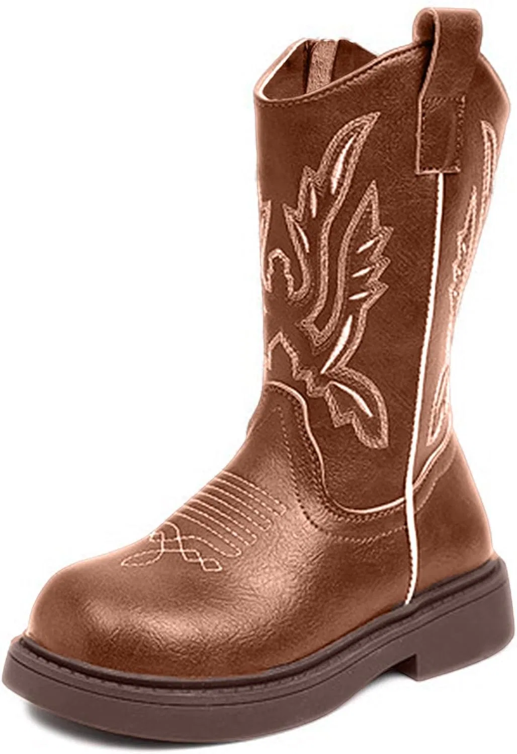 Детские сапоги для девочек с вышивкой Cowboy Boots IWIHMIV, Coffee — фото 3