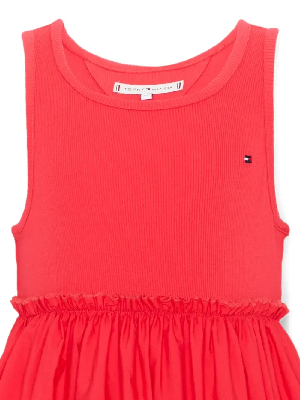 Платье с оборками и вышивкой ришелье Tommy Hilfiger Junior, красный — фото 3