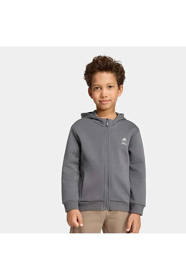 Детское худи для девочек хлопковое Adidas, Gray Five / Off-White
