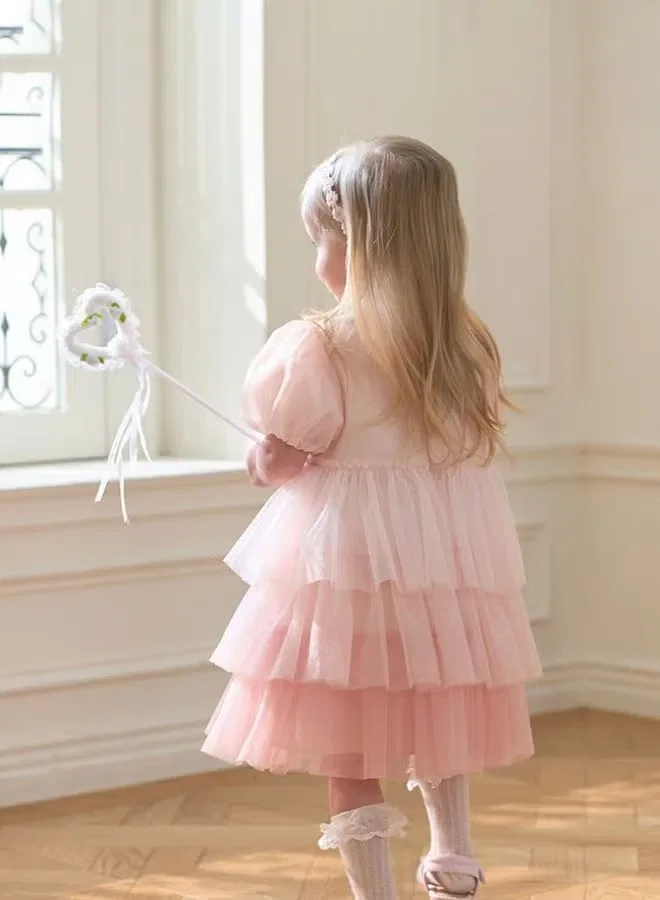 Платье с цветочной отделкой, модель Layered Tulle, Dave & Bella, розовый — фото 3