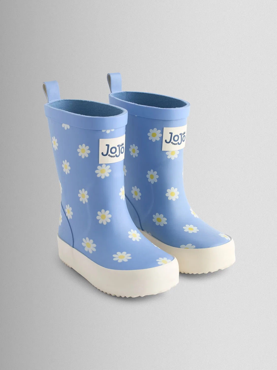 Резиновые сапоги Blue Daisy Jojo Maman Bébé, синие с белыми ромашками — фото 2