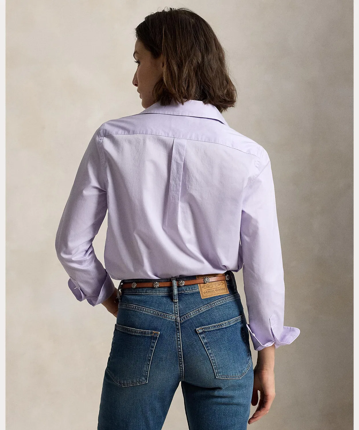 Женская рубашка из хлопкового твила с длинным рукавомClassic Fit POLO RALPH LAUREN, Purple — фото 4