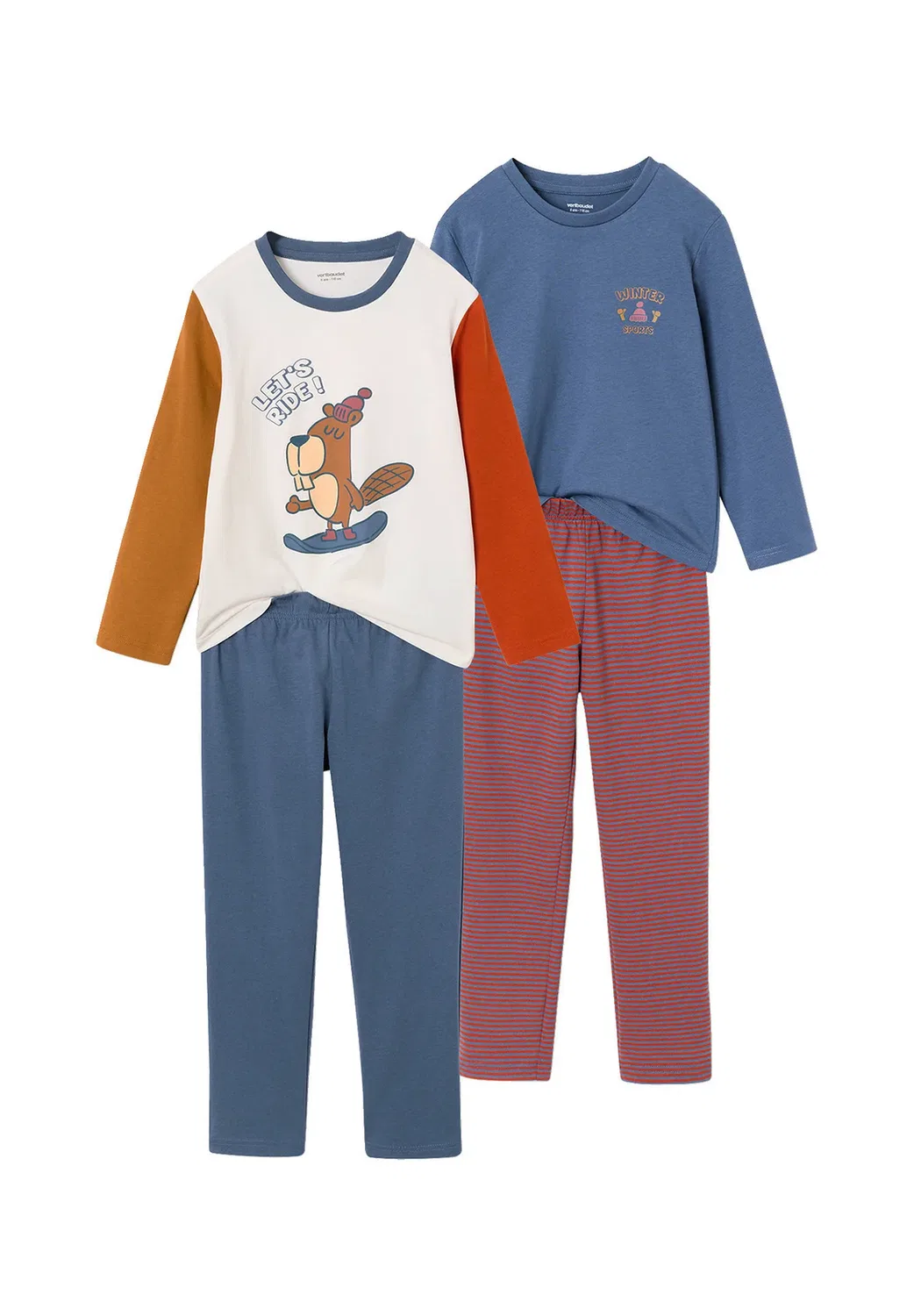 Комплект 2er-pack schlafanzüge Winter Biber jungen - пижамный комплект Vertbaudet, Jeansblau