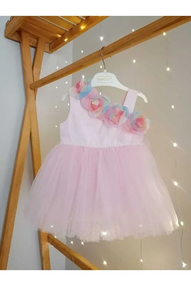 Детское платье для девочек с принтом Colorful Rose Detailed Baby Girl Special Occasion Wedding Evening Dress Canwin, Pink — фото 2