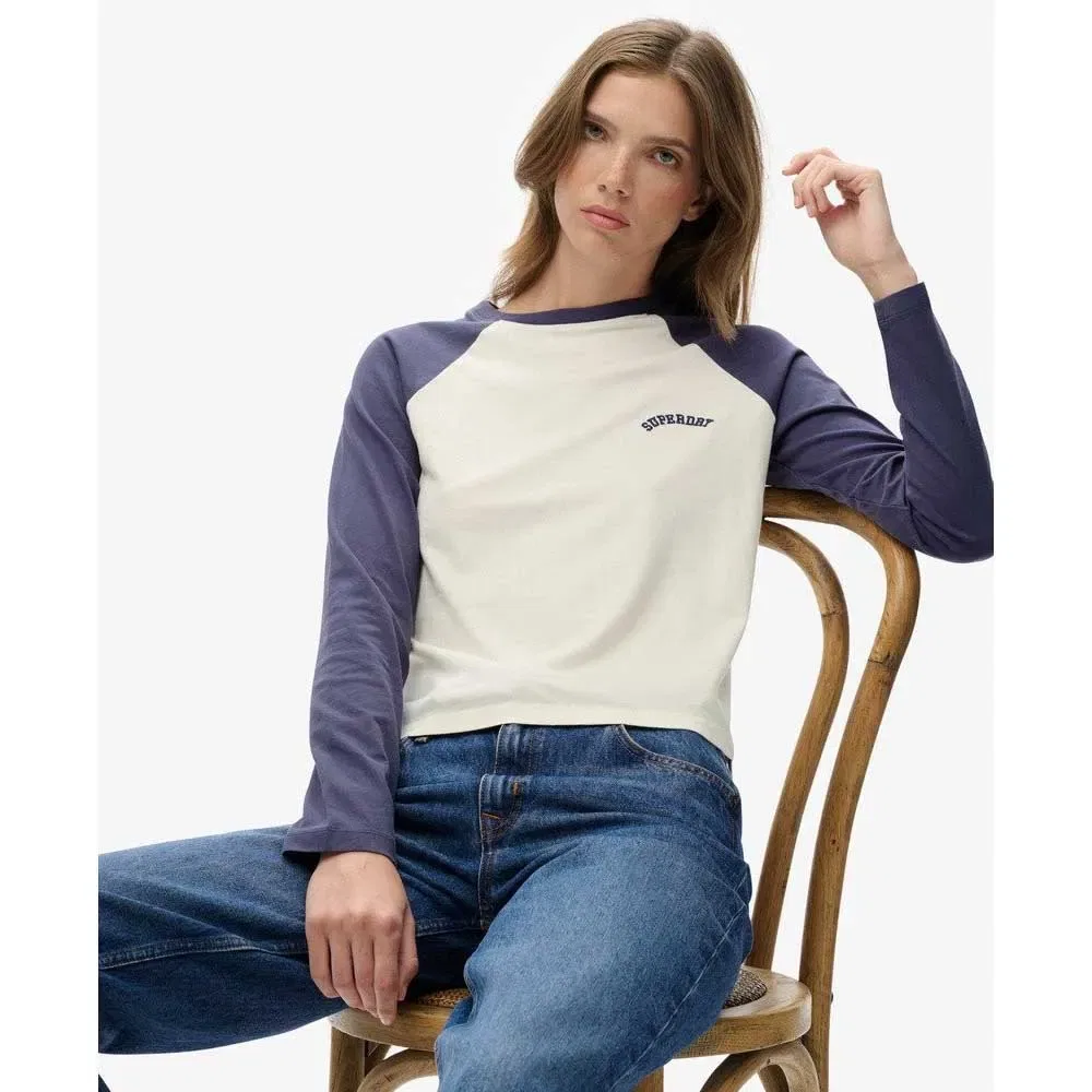 Футболка с длинным рукавом Essential Logo Baseball Superdry, бежевый — фото 4