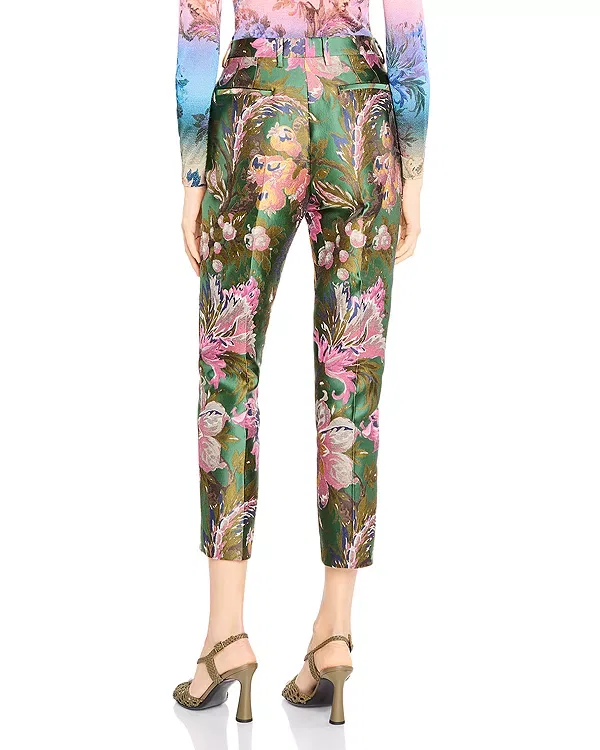 Женские брюки с принтом Bristol Floral Crop Pants Etro, Multicolor/Green — фото 3
