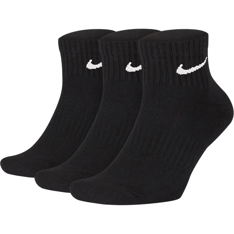 Комплект спортивных носков Nike Dri Fit Everyday Cotton Cushioned Ankle, 3 пары, Черный — фото 2