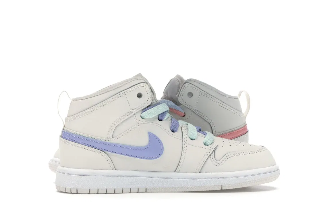 Детские кроссовки Lifestyle Jordan 1 Mid Phantom Igloo (PS) Jordan, Phantom/Igloo-Purple Rise-Blue Tint — фото 3