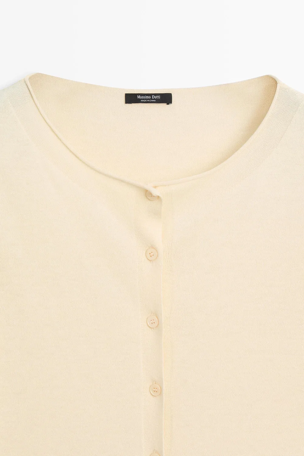 Кардиган Massimo Dutti Cotton Blend Boat Neck, ванильный — фото 4