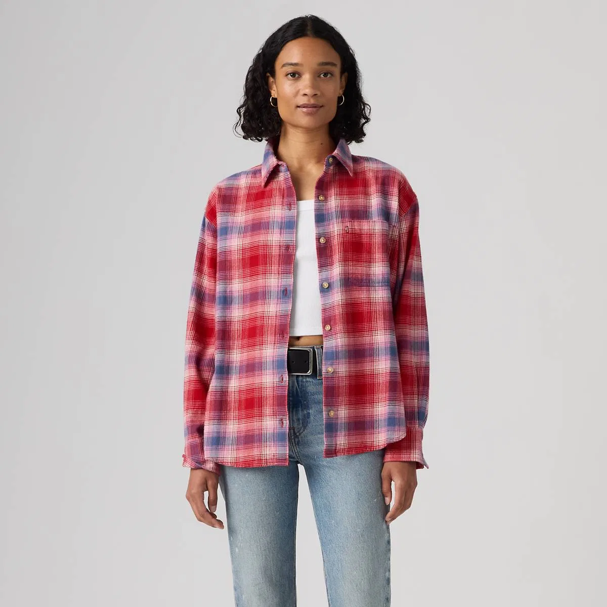 Фланелевая рубашка на пуговицах Nash Levi's, Locryn Plaid Emboldened - Red — фото 3