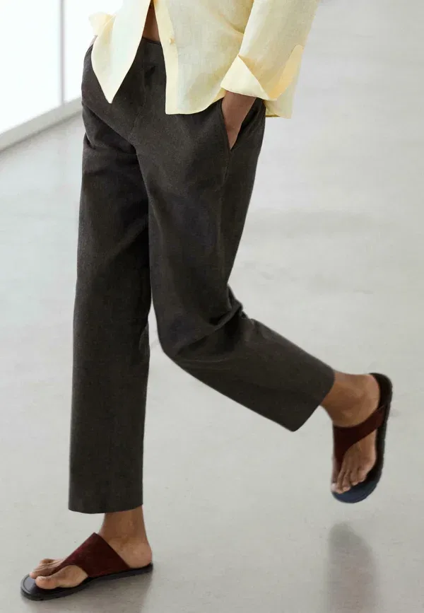 Брюки льняные Trousers Massimo Dutti, темно-коричневый — фото 4