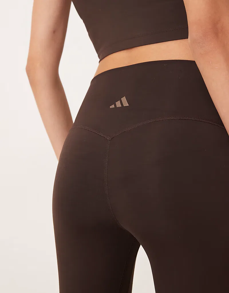 Брюки-клеш Adidas Performance Three Stripes Studios с перекрестным поясом, коричневый — фото 2