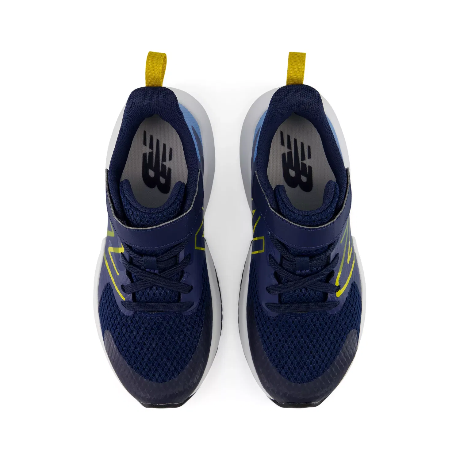 Детские кроссовки легкие дышащие RAV v2 Hook & Loop New Balance, Analog Blue With Nb Navy And Mars Yellow — фото 4