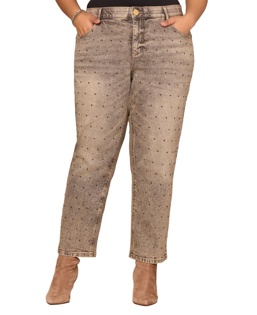 

Джинсы-бойфренды больших размеров с декором Democracy, Tinted Brown