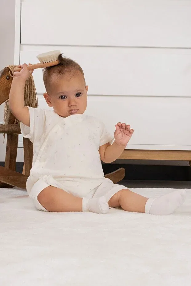 Детский комбинезон для девочек хлопковый Little Gusto, Ecru