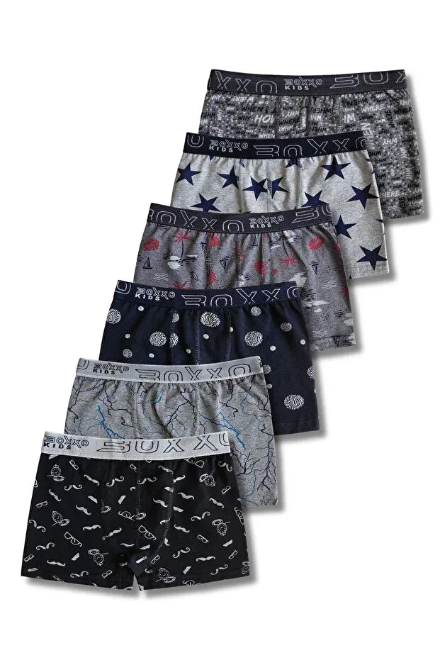 Детские боксеры для мальчиков хлопковые комплект 6 шт Panfilia, Gray-Black-Grey