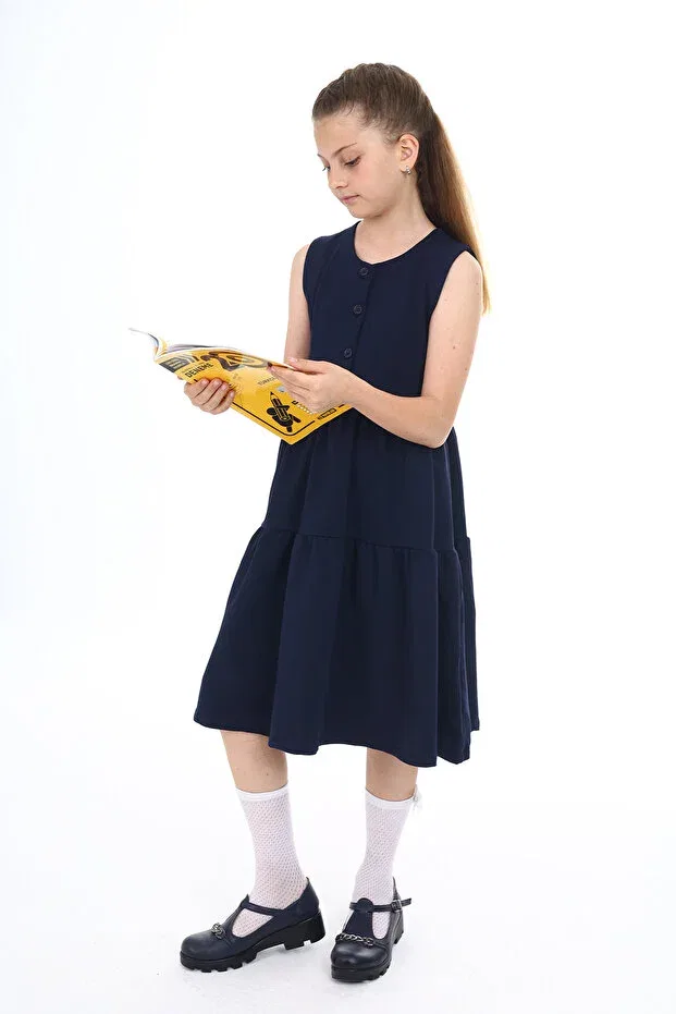 Детское платье для девочек с длинным рукавом Toontoy, Navy Blue — фото 2