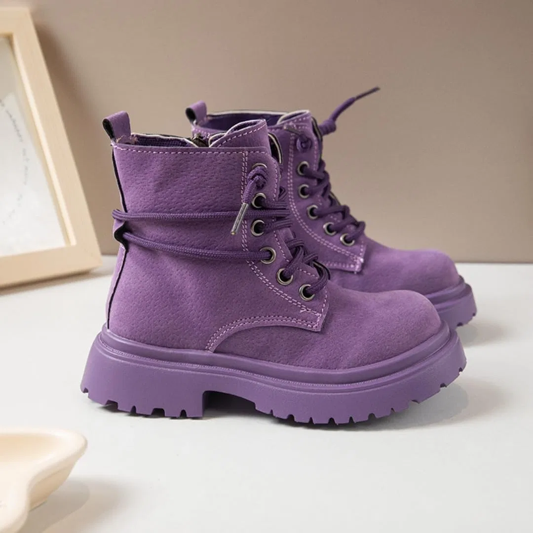 Детские ботинки на молнии сбоку со шнуровкой Canyoule, Purple — фото 3