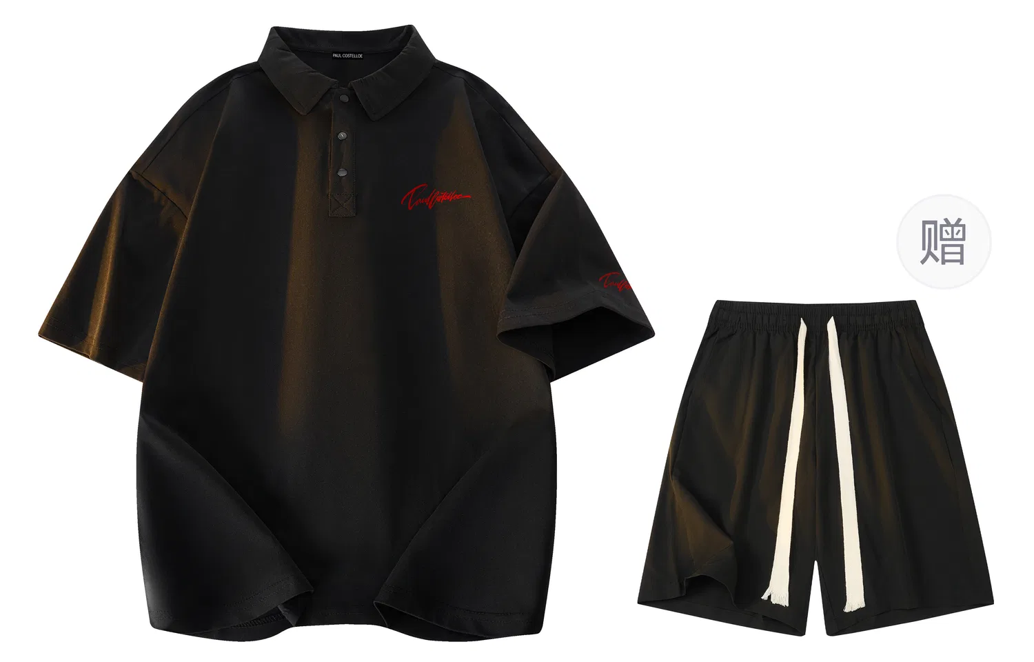 Детское поло с коротким рукавом, Black (Red)[High-Quality Breathable Shorts Combination] Paul Costelloe