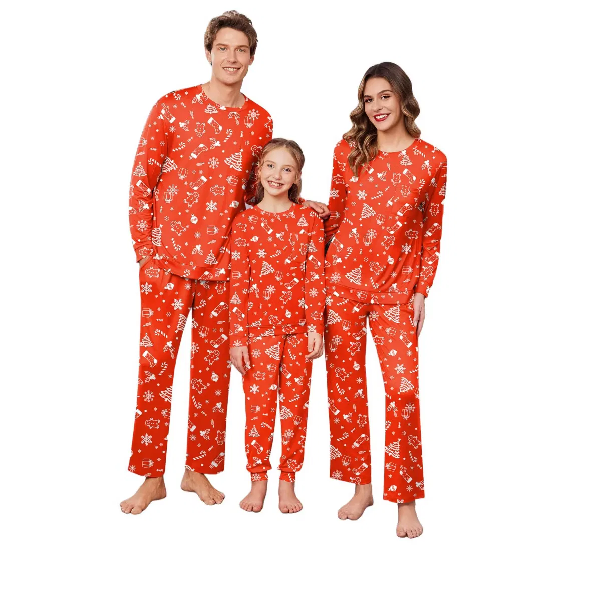 Пижамный комплект с принтом новогодней елки Ekouaer, christmas tree - red