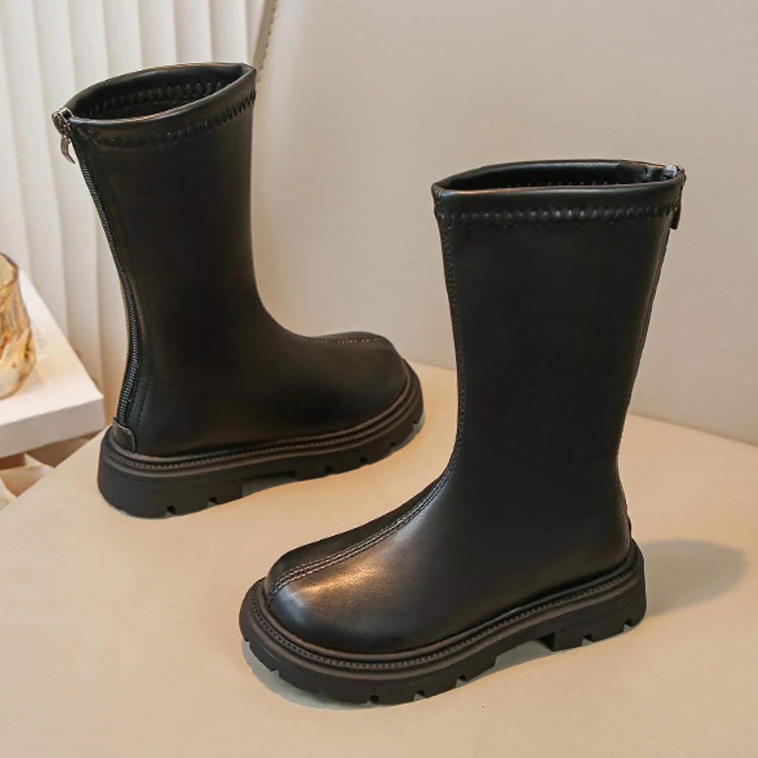 Детские ботинки для девочек с принтом, модель Girls Ankle Boots, Black — фото 4