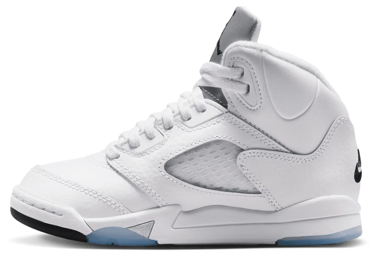 Баскетбольные кроссовки для мальчиков Retro 5 Jordan, белый/серебристый/черный — фото 2