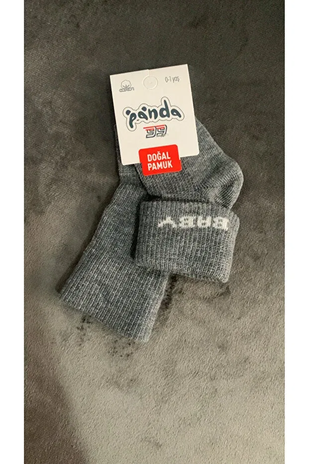 Детские носки для новорожденных хлопковые Panda, Gri — фото 2