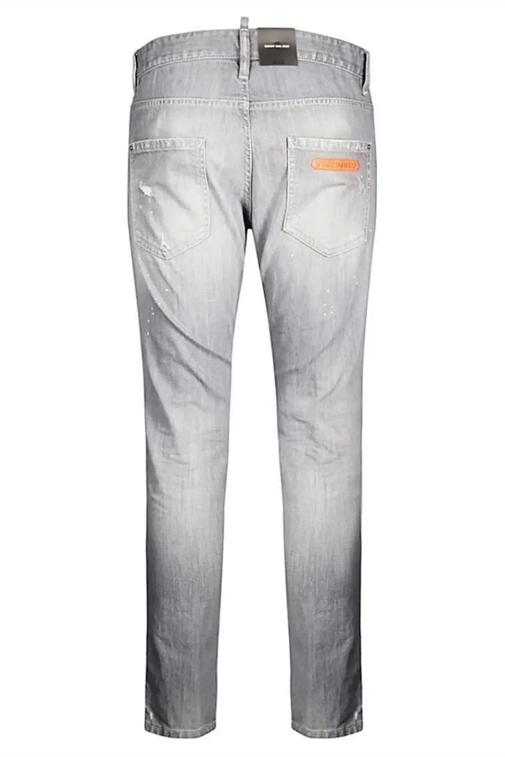 Мужские джинсы скини с эффектом потертости и разводами краски Dsquared2, Grey — фото 2