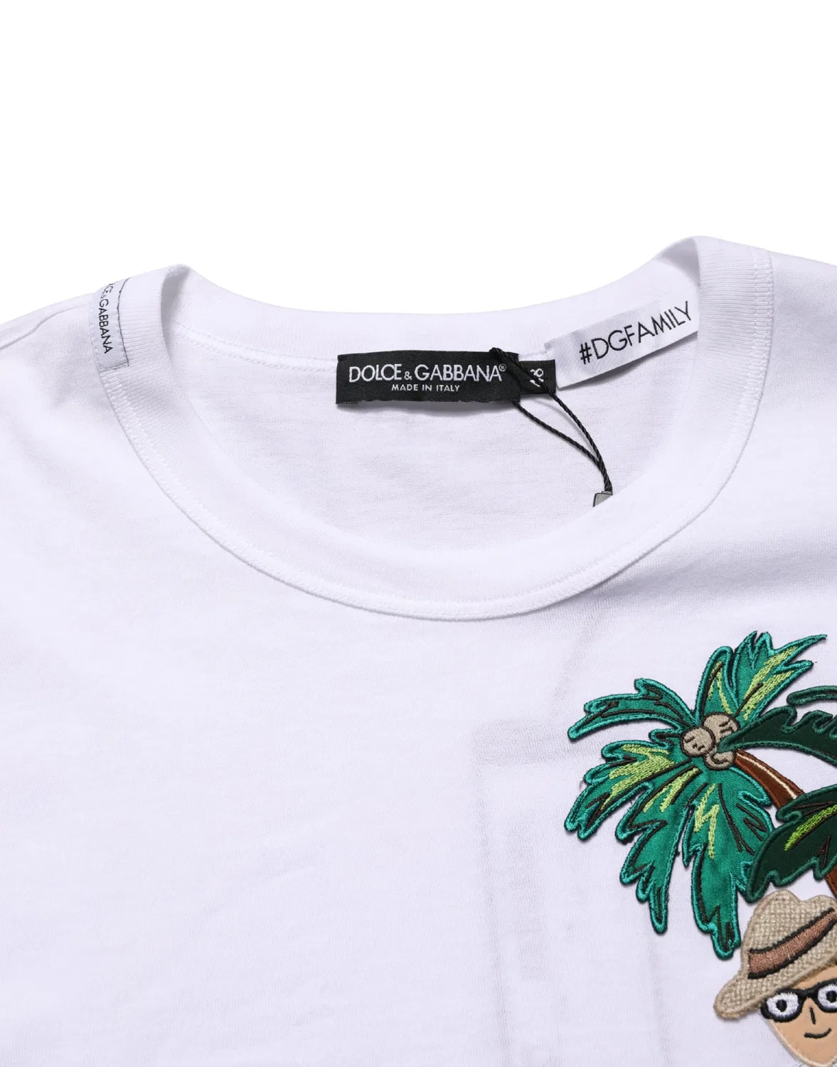 Мужская футболка с коротким рукавом и вышивкой White Palm Embroidered Dolce & Gabbana, White — фото 3