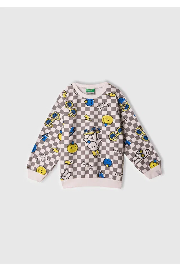 Детское для мальчиков свитшот с принтом United Colors Of Benetton, White