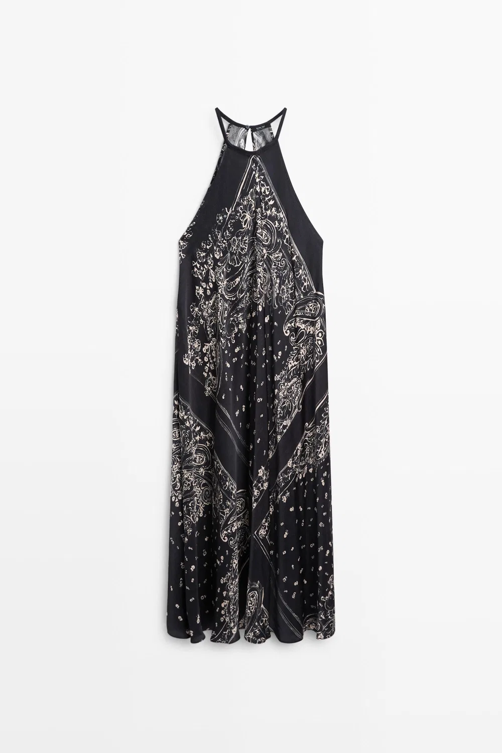 Длинное платье Massimo Dutti Flowing Paisley Halter, синий — фото 2