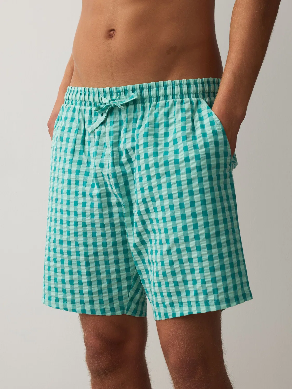 Пижамные шорты Woven Check 2 Pack Next, сине-зеленые — фото 4