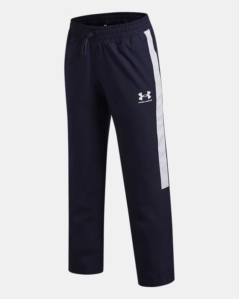 Штаны детские 63,5 см водоотталкивающие UA Rival Woven UnderArmour, Midnight Navy/White — фото 3